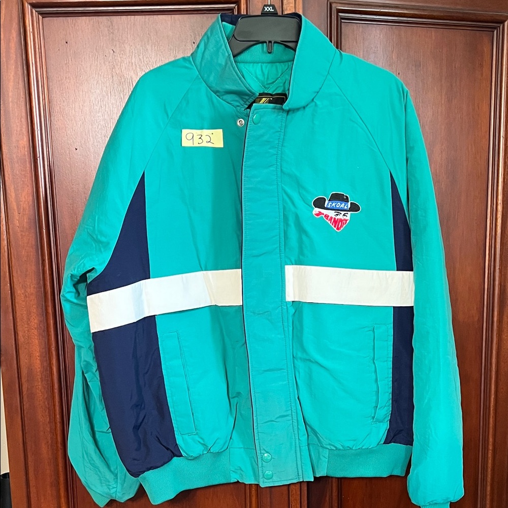 Skoal Brandit by K-Products Teal and Navy Retro Windbreaker Jacket Size XL